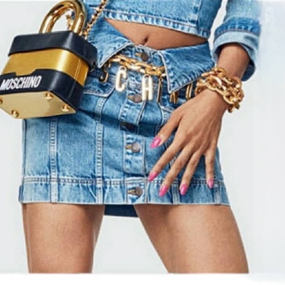 H&M Moschino Denim Button Up Skirt